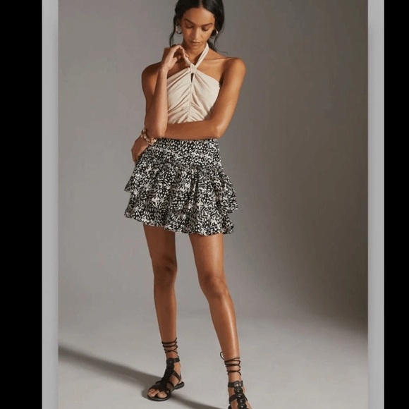 Maeve by Anthropologie Dresses & Skirts - Anthropologie Maeve Black White Tiered Ruffle Mini Skirt Print Size 10